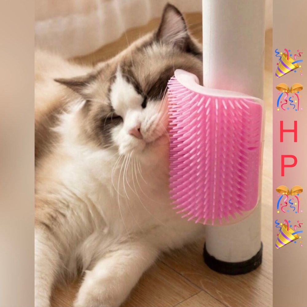 HP NWT Cat Self Groomer Wall Corner Massage Comb Brush Pink (OS)